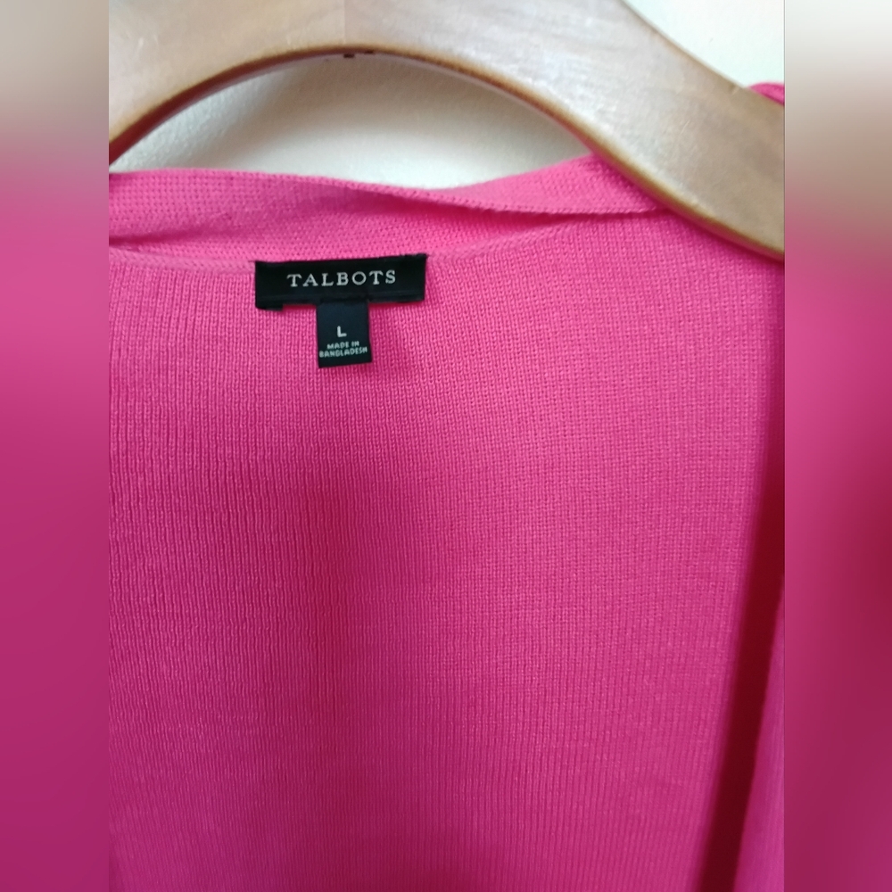 Talbots Hot Pink Open-Front Cardigan - Picture 2 of 4